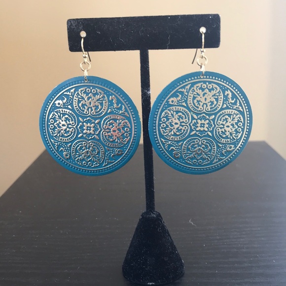 Teal Boho Earrings - Picture 2 of 4